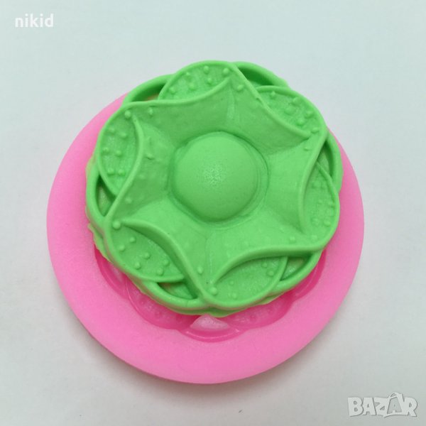 Кръгло вплетено цвете с перла силиконов молд за фондан украса торта декорация шоколад, снимка 1