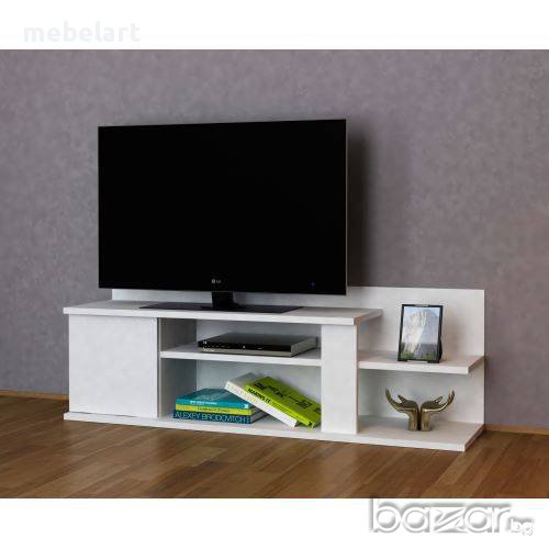 Тв шкаф - Бял гланц, снимка 1