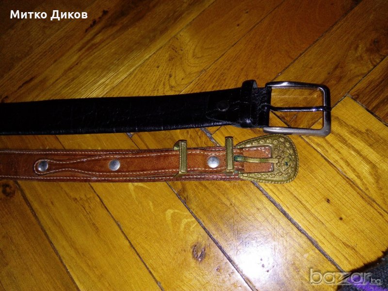 Колани естествена кожа АРТ и кафяв, снимка 1