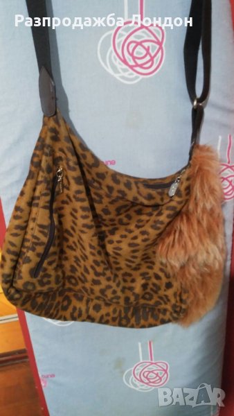 Чанта ест косъм,кожа, леопард през рамо,велур,лисица,Италия50%, снимка 1
