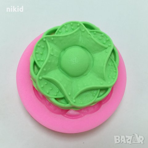 Кръгло вплетено цвете с перла силиконов молд за фондан украса торта декорация шоколад