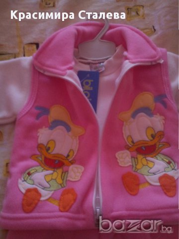Бонбонено розово екипче полар ново 9-12 месеца, снимка 2 - Комплекти за бебе - 16218211