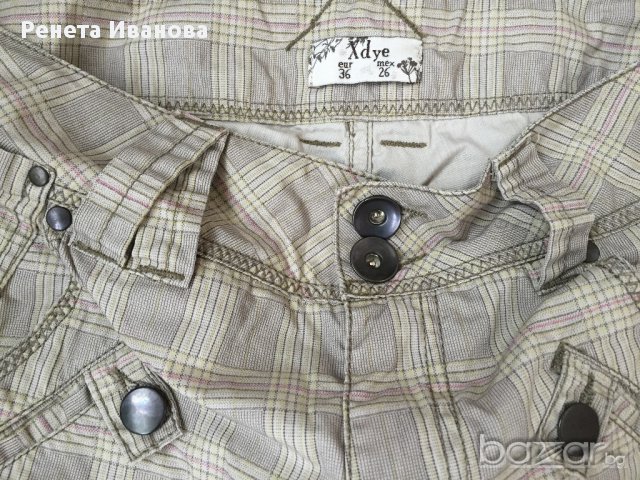 Дамски панталон PULL&BEAR оригинал, size 36, нежно каре, като НОВ, снимка 6 - Панталони - 11055396