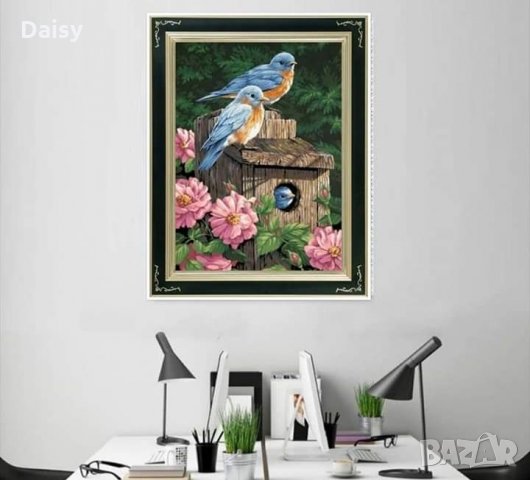 Диамантен гоблен"Къщичка и птички", снимка 2 - Гоблени - 25832606