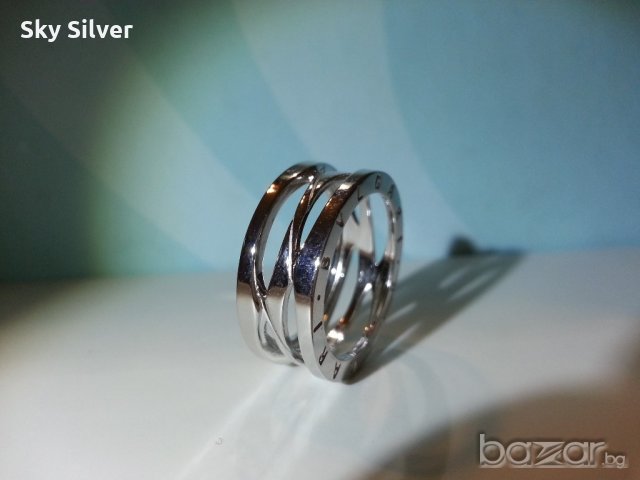 Сребърен пръстен, модел на BVLGARI, снимка 1 - Пръстени - 20244768