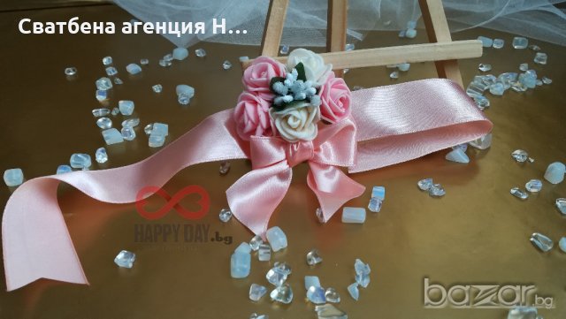 Сватбена бутониера за ръка - гривна Прия, снимка 2 - Сватбени аксесоари - 21060852