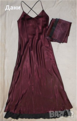 Дълга официална рокля в бордо с шал , снимка 2 - Рокли - 22971479