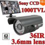 Метална Cctv 1/3" Sony Ccd 24 Ir LED 3.6мм Удароустойчива Водоустойчива Охранителна Ден/Нощ Камера, снимка 1