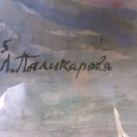 Люба Паликарова стара картина акварел натюрморт цветя  1975, снимка 5 - Картини - 23743155