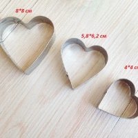 3 размера сърце 4-8 см метални резци форми за сладки бисквитки бисквити мъфини кексчета фондан, снимка 1 - Форми - 24156693