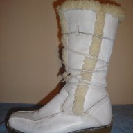 Бели кожени дамски ботуши (тип апрески) "Polaris" ("Поларис"), естествена кожа и агнешка вълна, боти, снимка 8 - Дамски ботуши - 16393998