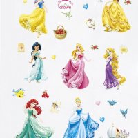 7 принцеси Снежанка Белл Пепеляшка Ариел Рапунцел Жасмин  стикер лепенка за стена мебел детска стая, снимка 1 - Други - 24408905