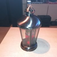 иноксов фенер с стъкла-за свещ-внос холандия-34х19см, снимка 3 - Колекции - 20893381