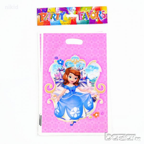 10 бр торбички розов фон София Първа за сладки подарък рожден ден парти, снимка 1