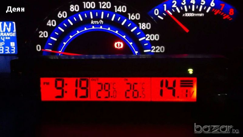 Е30 Часовник за кола с термометър и волтметър, снимка 1