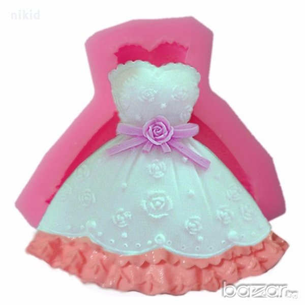 рокля булка булчинска сватба 3D силиконов молд форма калъп  за фондан шоколад торта украса и др, снимка 1