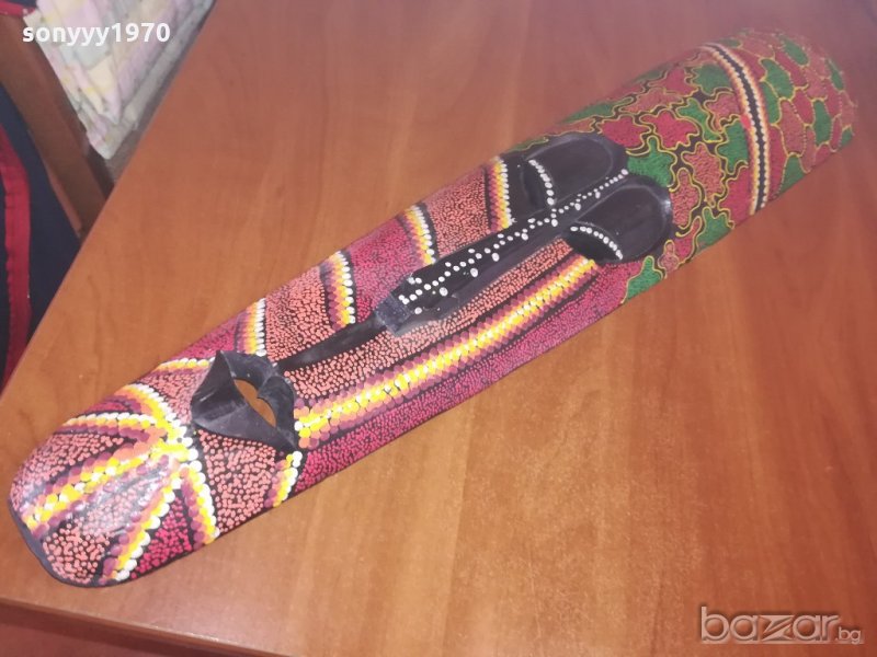 дървена маска-голяма и цветна-внос швеицария 80х17х7см, снимка 1