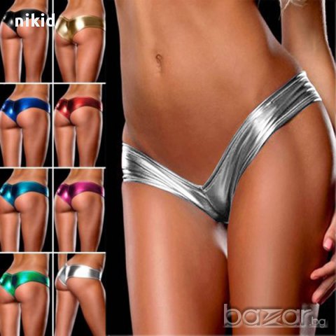 Секси бикини с метален ефект металик сребристи, снимка 2 - Бельо - 17437017