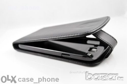 Нов черен вертикален флип кейс от кожа за Samsung Galaxy Grand Duos I9082, снимка 3 - Калъфи, кейсове - 10957678