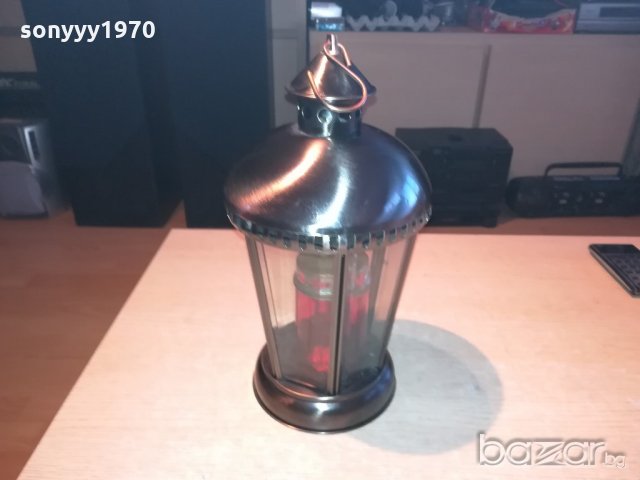 иноксов фенер с стъкла-за свещ-внос холандия-34х19см, снимка 3 - Колекции - 20893381