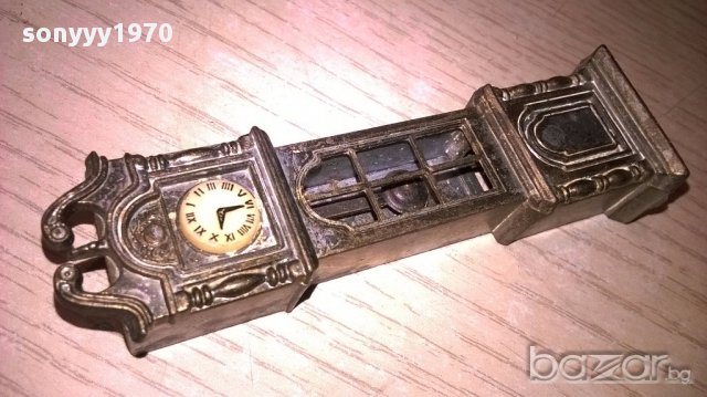 Мини ретро колекция часовник с махало-месинг-9х3х2см-внос швеицария, снимка 6 - Антикварни и старинни предмети - 17522437