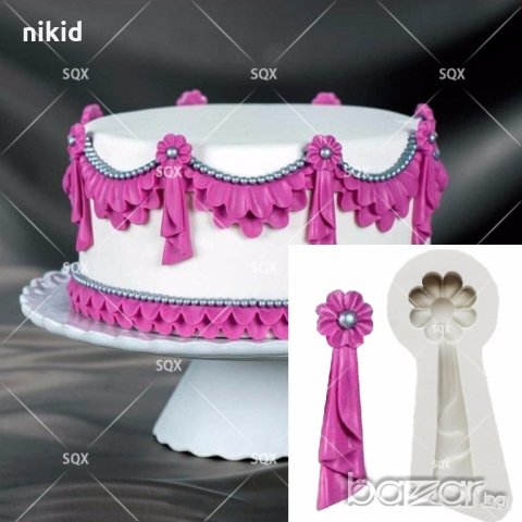 Пискюл с цветенце силиконов молд форма декорация и украса торта фондан шоколад