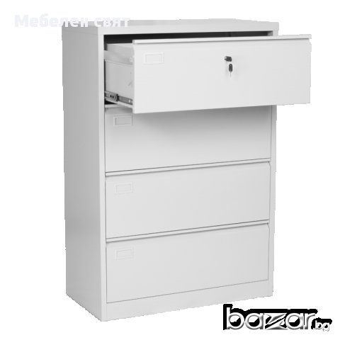 Метален шкаф за папки с четери чекмеджета 132/90/45см, снимка 3 - Гардероби - 16371236