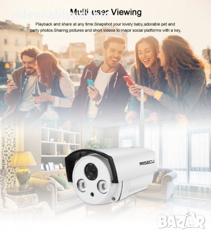 FULL HD 1080P 2Mpx IR-Cut 2 Array Водоустойчива IP Камера с Микрофон и microSD Карта Слот Wifi + Lan, снимка 5 - IP камери - 23218167
