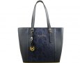 Супер модерна дамска чанта с кроко принт в синьо 6-0-1