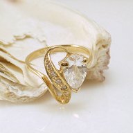 златен пръстен с циркон КАПКА 3.27 грама, снимка 4 - Пръстени - 18001737