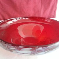 Кристална червена купа, снимка 7 - Антикварни и старинни предмети - 20026744