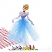2 модела принцеса Пепеляшка тюл топер клечка украса декорация за мъфини кексчета торта и парти, снимка 2 - Други - 26107553