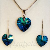 Комплект,Обеци,Колиета Сваровски "heart" SWAROVSKI® Всички цветове"сърце", снимка 6 - Бижутерийни комплекти - 24192726