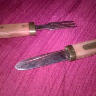 Стар комплект нож+вилица-25см-внос швеицария, снимка 5 - Антикварни и старинни предмети - 17682853