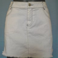 Бяла изнищена дънкова пола с декорации "Buffalo" by David Bitton / голям размер, снимка 2 - Поли - 14796224