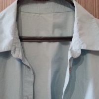 Дамска риза, еластична и памучна с дълъг ръкав,синьо-зелен цвят, снимка 1 - Ризи - 22105052