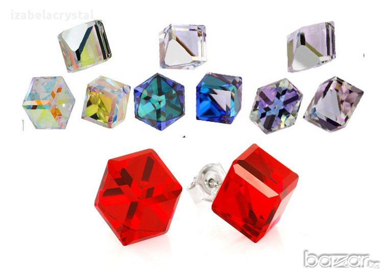 Обеци Сваровски ''cube'' Swarovski elements, снимка 1
