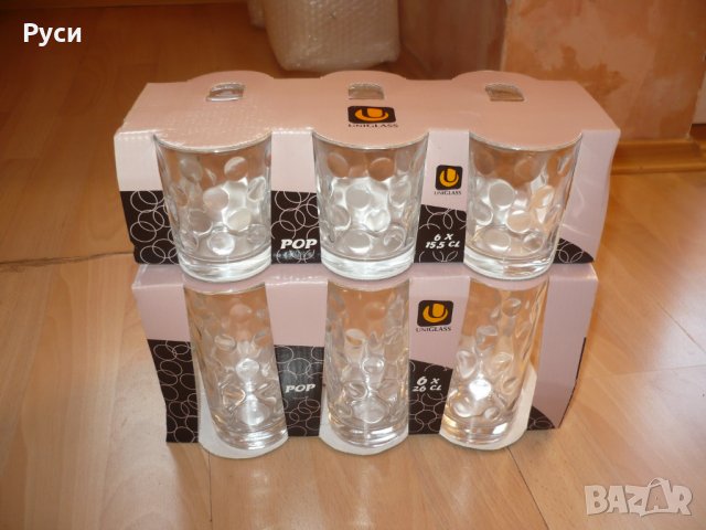 Комплект стъклени чаши за уиски и безалкохолно