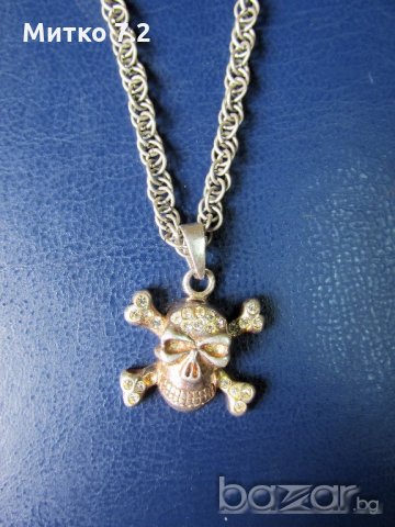 сребърен медальон - череп, снимка 3 - Колиета, медальони, синджири - 19501316