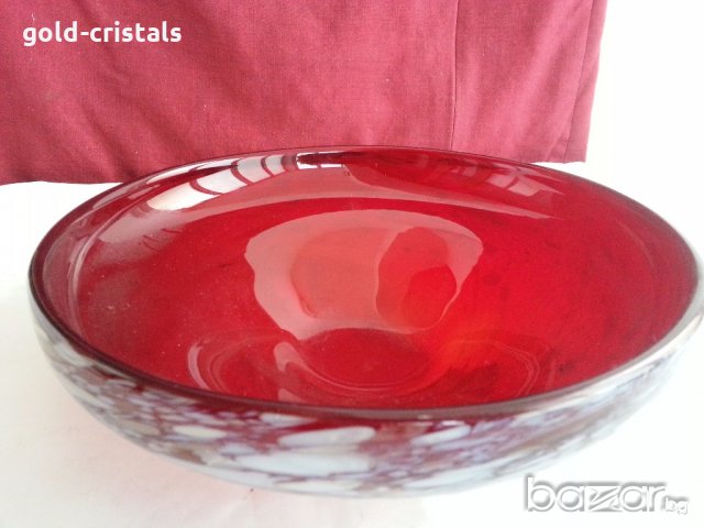 Кристална червена купа, снимка 7 - Антикварни и старинни предмети - 20026744