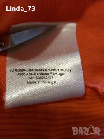 Дам.тениска-"MALOKA/памук+лен+полиестер/-бяла+оранжаво. Закупена от Италия., снимка 12 - Тениски - 22028675