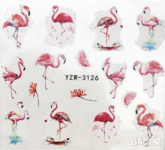 YZW-3126 Фламинго  слайдер ваденки водни стикери за нокти маникюр, снимка 2 - Продукти за маникюр - 25978597