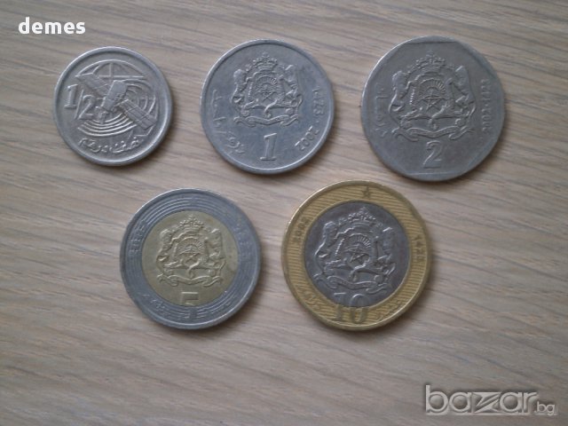 Мароко-лот монети -1/2, 1, 2, 5 и 10 дирхама, 2002 г., 92 m