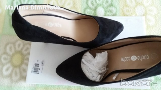 Велурени черни дамски обувки, снимка 3 - Дамски ежедневни обувки - 14662978