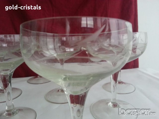  стъклени чаши гравирани , снимка 11 - Антикварни и старинни предмети - 20390027