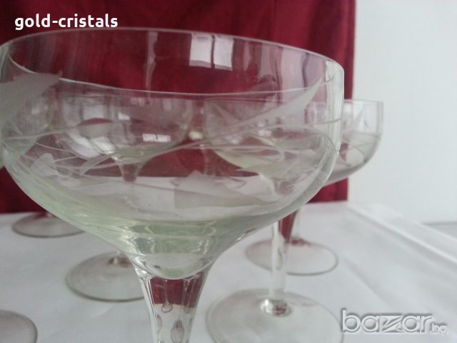 стъклени чаши гравирани , снимка 12 - Антикварни и старинни предмети - 20390027