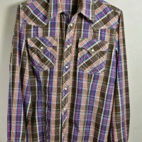 $148 Мъжка риза True Religion Western Pearl Button Snap Plaid Shirt 100% памук М, снимка 5 - Ризи - 26071018