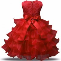 Детска рокля кристали червена ново. 7-8 години.налична, снимка 2 - Детски рокли и поли - 25464733