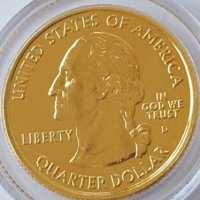 State Quarter 25 cents GOLDEN PLATED 2000-D VIRGINIA 1788 UNC, снимка 4 - Нумизматика и бонистика - 19323120