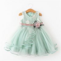 Детска рокля зелена Цвете- , - 2/3 год . -Ново, снимка 1 - Детски рокли и поли - 24243265